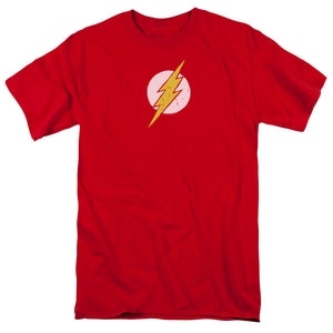 AN OFFCIALLY LICENSED JLA ROUGH FLASH MEN'S REGULAR FIT T-SHIRT RED