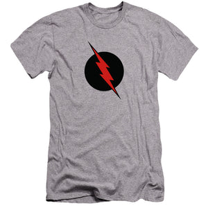 AN OFFCIALLY LICENSED JLA REVERSE FLASH MEN'S PREMIUM SLIM FIT T-SHIRT ATHLETIC HEATHER