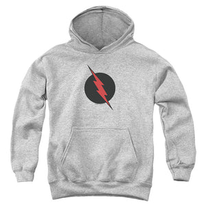 AN OFFCIALLY LICENSED JLA REVERSE FLASH YOUTH HOODIE ATHLETIC HEATHER