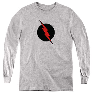 AN OFFCIALLY LICENSED JLA REVERSE FLASH YOUTH LONG SLEEVE T-SHIRT ATHLETIC HEATHER