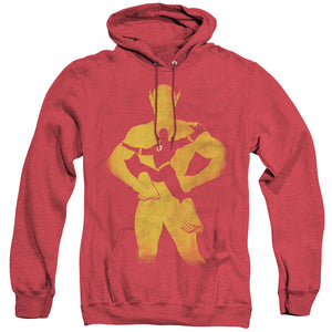 AN OFFCIALLY LICENSED JLA FLASH KNOCKOUT ADULT UNISEX HEATHER PULLOVER HOODIE RED