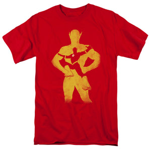 AN OFFCIALLY LICENSED JLA FLASH KNOCKOUT MEN'S REGULAR FIT T-SHIRT RED