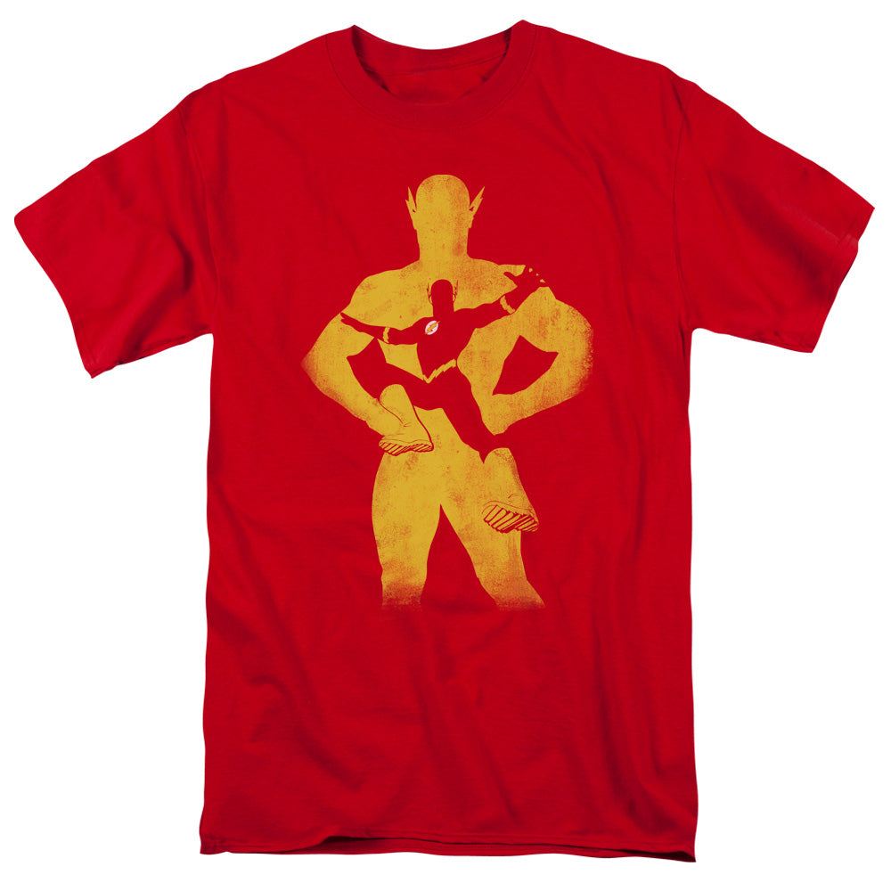 AN OFFCIALLY LICENSED JLA FLASH KNOCKOUT MEN'S REGULAR FIT T-SHIRT RED
