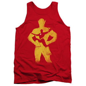 AN OFFCIALLY LICENSED JLA FLASH KNOCKOUT ADULT UNISEX TANK TOP RED