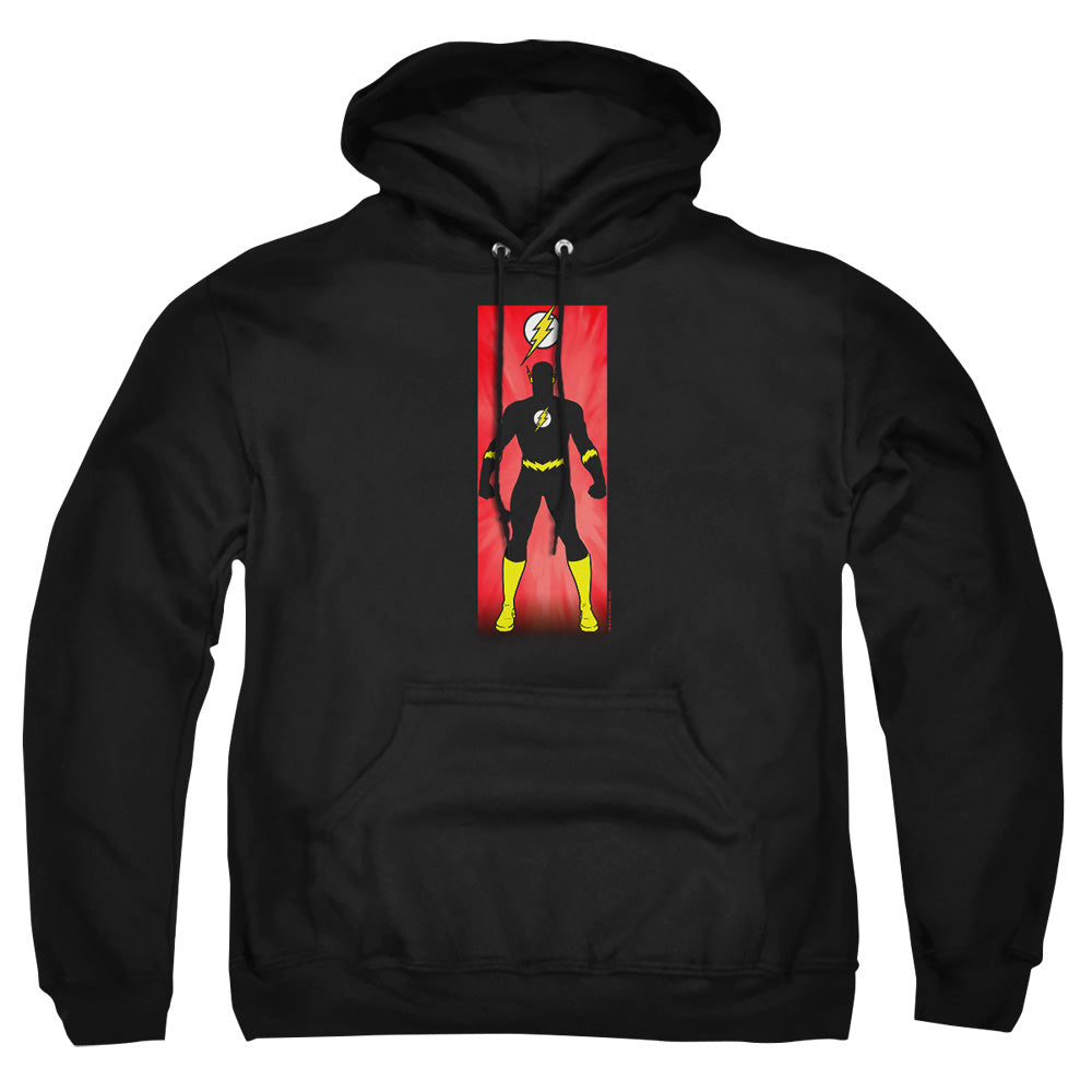 AN OFFCIALLY LICENSED JLA FLASH BLOCK ADULT UNISEX PULLOVER HOODIE BLACK