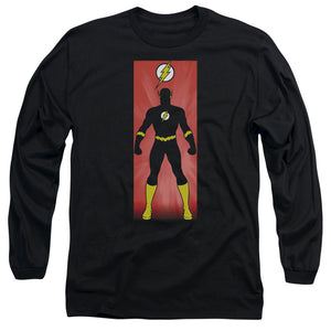 AN OFFCIALLY LICENSED JLA FLASH BLOCK MEN'S LONG SLEEVE T-SHIRT BLACK