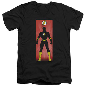 AN OFFCIALLY LICENSED JLA FLASH BLOCK MEN'S V-NECK T-SHIRT BLACK