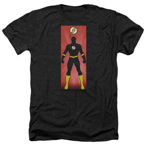 AN OFFCIALLY LICENSED JLA FLASH BLOCK MEN'S HEATHER T-SHIRT CHARCOAL