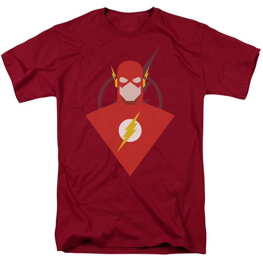 AN OFFCIALLY LICENSED JLA SIMPLE FLASH MEN'S REGULAR FIT T-SHIRT CARDINAL