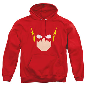 AN OFFCIALLY LICENSED JLA FLASH HEAD ADULT UNISEX PULLOVER HOODIE RED
