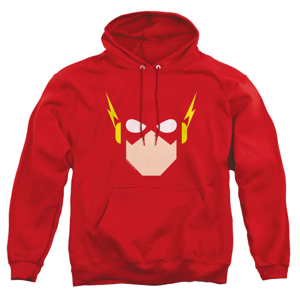 AN OFFCIALLY LICENSED JLA FLASH HEAD ADULT UNISEX PULLOVER HOODIE RED