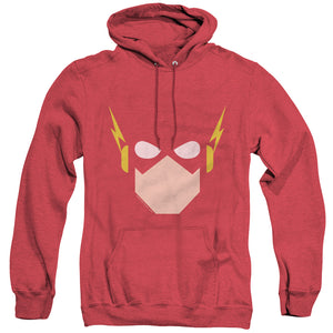 AN OFFCIALLY LICENSED JLA FLASH HEAD ADULT UNISEX HEATHER PULLOVER HOODIE RED
