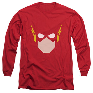 AN OFFCIALLY LICENSED JLA FLASH HEAD MEN'S LONG SLEEVE T-SHIRT RED