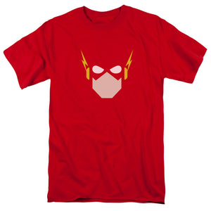 AN OFFCIALLY LICENSED JLA FLASH HEAD MEN'S REGULAR FIT T-SHIRT RED