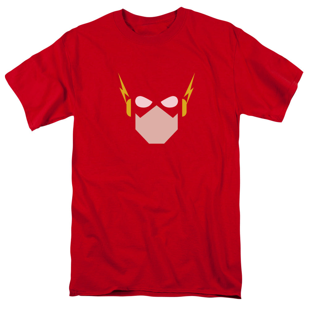 AN OFFCIALLY LICENSED JLA FLASH HEAD MEN'S REGULAR FIT T-SHIRT RED