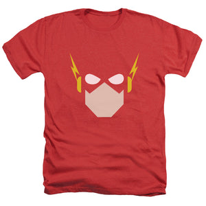 AN OFFCIALLY LICENSED JLA FLASH HEAD MEN'S HEATHER T-SHIRT RED