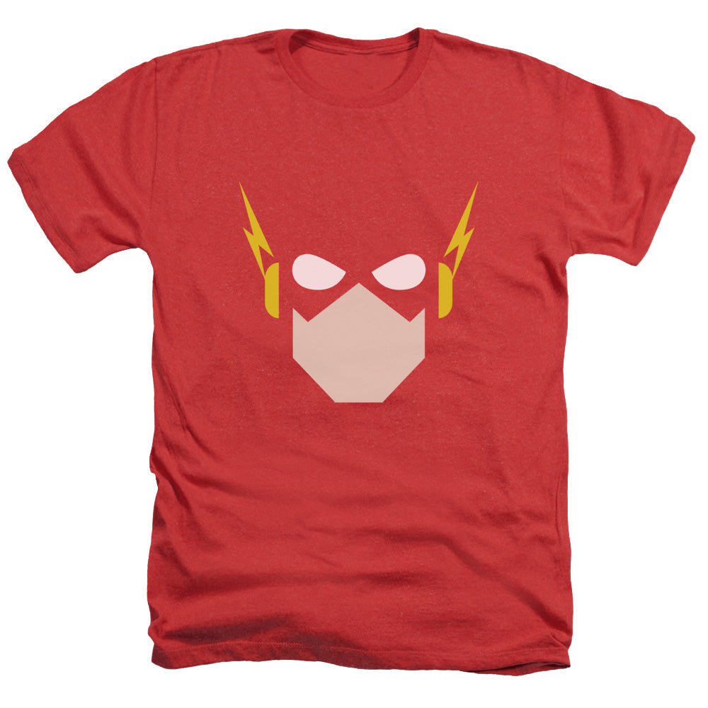 AN OFFCIALLY LICENSED JLA FLASH HEAD MEN'S HEATHER T-SHIRT RED