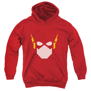 AN OFFCIALLY LICENSED JLA FLASH HEAD YOUTH HOODIE RED