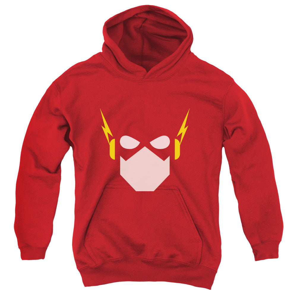 AN OFFCIALLY LICENSED JLA FLASH HEAD YOUTH HOODIE RED