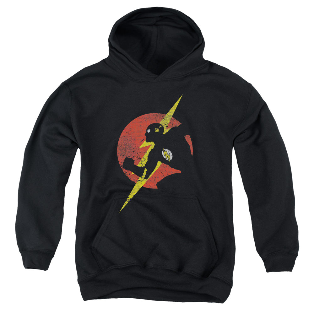 AN OFFCIALLY LICENSED JLA FLASH SYMBOL KNOCKOUT YOUTH HOODIE BLACK