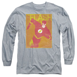 AN OFFCIALLY LICENSED JLA SIMPLE FLASH POSTER MEN'S LONG SLEEVE T-SHIRT ATHLETIC HEATHER