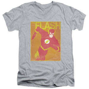 AN OFFCIALLY LICENSED JLA SIMPLE FLASH POSTER MEN'S V-NECK T-SHIRT ATHLETIC HEATHER