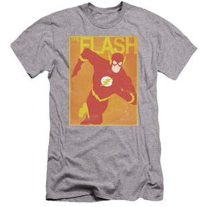 AN OFFCIALLY LICENSED JLA SIMPLE FLASH POSTER MEN'S PREMIUM SLIM FIT T-SHIRT ATHLETIC HEATHER