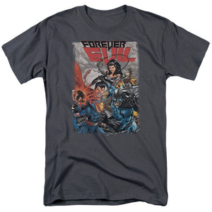AN OFFCIALLY LICENSED JLA CRIME SYNDICATE MEN'S REGULAR FIT T-SHIRT CHARCOAL