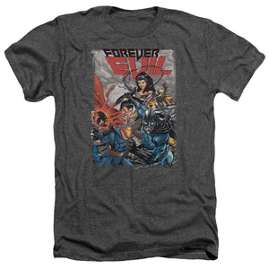 AN OFFCIALLY LICENSED JLA CRIME SYNDICATE MEN'S HEATHER T-SHIRT CHARCOAL