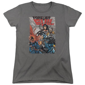 AN OFFCIALLY LICENSED JLA CRIME SYNDICATE WOMEN'S REGULAR FIT T-SHIRT CHARCOAL