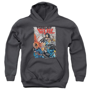 AN OFFCIALLY LICENSED JLA CRIME SYNDICATE YOUTH HOODIE CHARCOAL