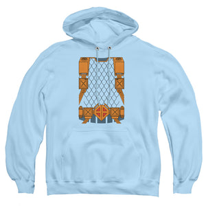 AN OFFCIALLY LICENSED JLA DEATHSTROKE UNIFORM ADULT UNISEX PULLOVER HOODIE LIGHT BLUE
