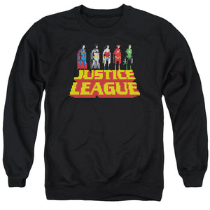 AN OFFCIALLY LICENSED JLA STANDING ABOVE ADULT UNISEX CREWNECK SWEATSHIRT BLACK
