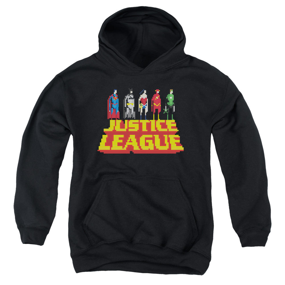 AN OFFCIALLY LICENSED JLA STANDING ABOVE YOUTH HOODIE BLACK