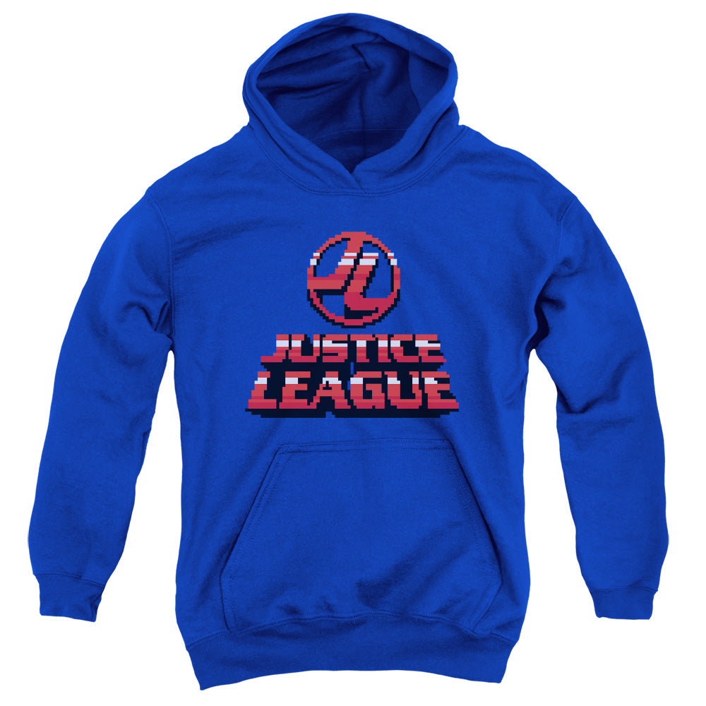 AN OFFCIALLY LICENSED JLA 8 BIT JLA YOUTH HOODIE ROYAL