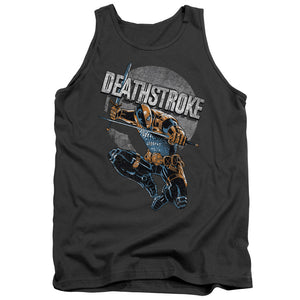 AN OFFCIALLY LICENSED JLA DEATHSTROKE RETRO ADULT UNISEX TANK TOP CHARCOAL