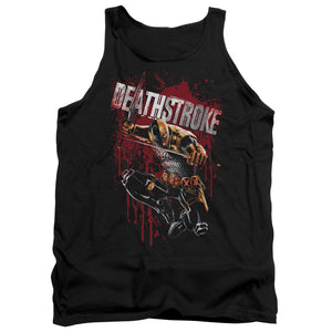 AN OFFCIALLY LICENSED JLA BLOOD SPLATTERED ADULT UNISEX TANK TOP BLACK