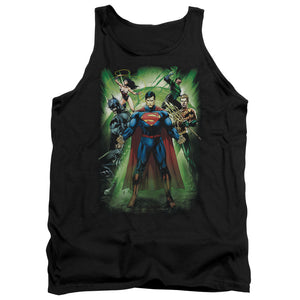 AN OFFCIALLY LICENSED JLA POWER BURST ADULT UNISEX TANK TOP BLACK