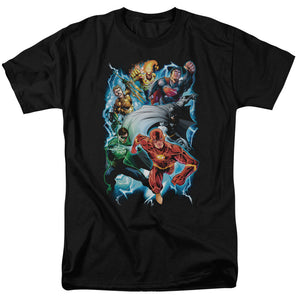 AN OFFCIALLY LICENSED JLA ELECTRIC TEAM MEN'S REGULAR FIT T-SHIRT BLACK