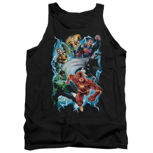 AN OFFCIALLY LICENSED JLA ELECTRIC TEAM ADULT UNISEX TANK TOP BLACK
