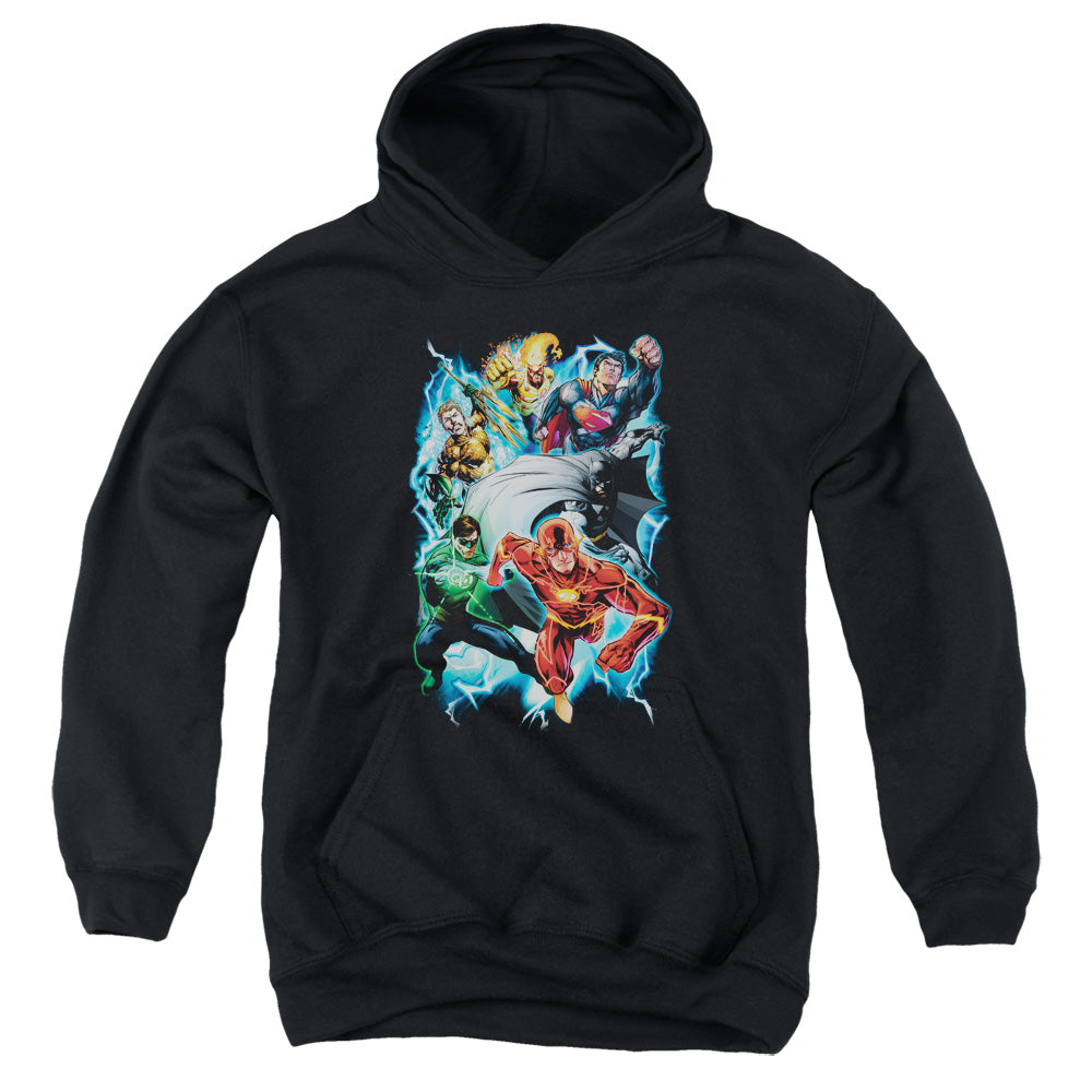 AN OFFCIALLY LICENSED JLA ELECTRIC TEAM YOUTH HOODIE BLACK