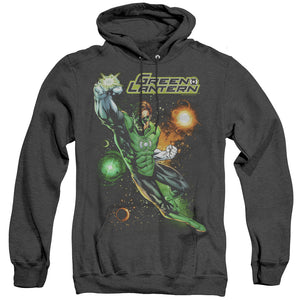 AN OFFCIALLY LICENSED JLA GALACTIC GUARDIAN ADULT UNISEX HEATHER PULLOVER HOODIE BLACK