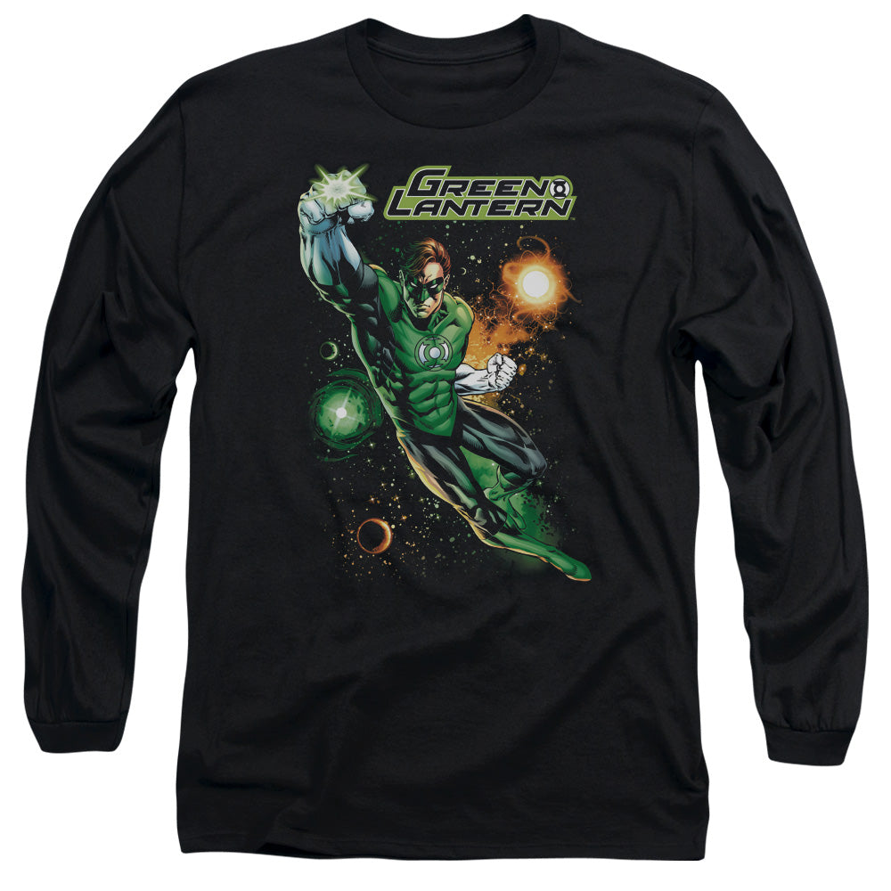 AN OFFCIALLY LICENSED JLA GALACTIC GUARDIAN MEN'S LONG SLEEVE T-SHIRT BLACK