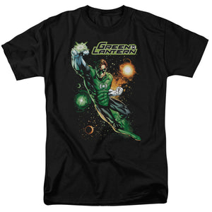 AN OFFCIALLY LICENSED JLA GALACTIC GUARDIAN MEN'S REGULAR FIT T-SHIRT BLACK