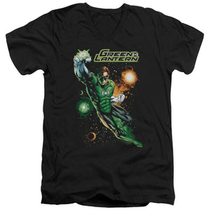 AN OFFCIALLY LICENSED JLA GALACTIC GUARDIAN MEN'S V-NECK T-SHIRT BLACK