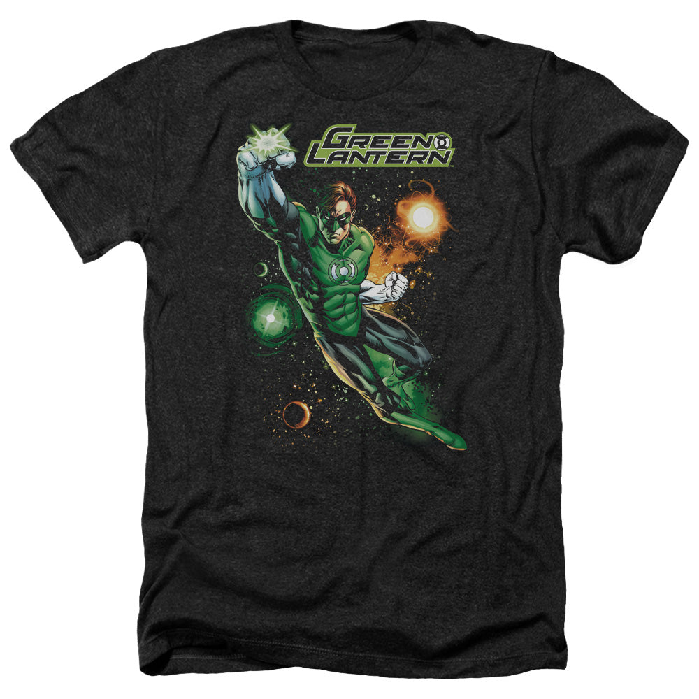 AN OFFCIALLY LICENSED JLA GALACTIC GUARDIAN MEN'S HEATHER T-SHIRT CHARCOAL