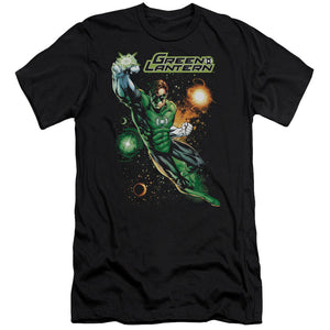AN OFFCIALLY LICENSED JLA GALACTIC GUARDIAN MEN'S PREMIUM SLIM FIT T-SHIRT BLACK