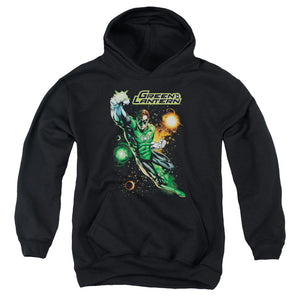 AN OFFCIALLY LICENSED JLA GALACTIC GUARDIAN YOUTH HOODIE BLACK