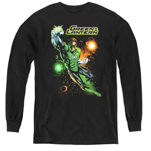 AN OFFCIALLY LICENSED JLA GALACTIC GUARDIAN YOUTH LONG SLEEVE T-SHIRT BLACK