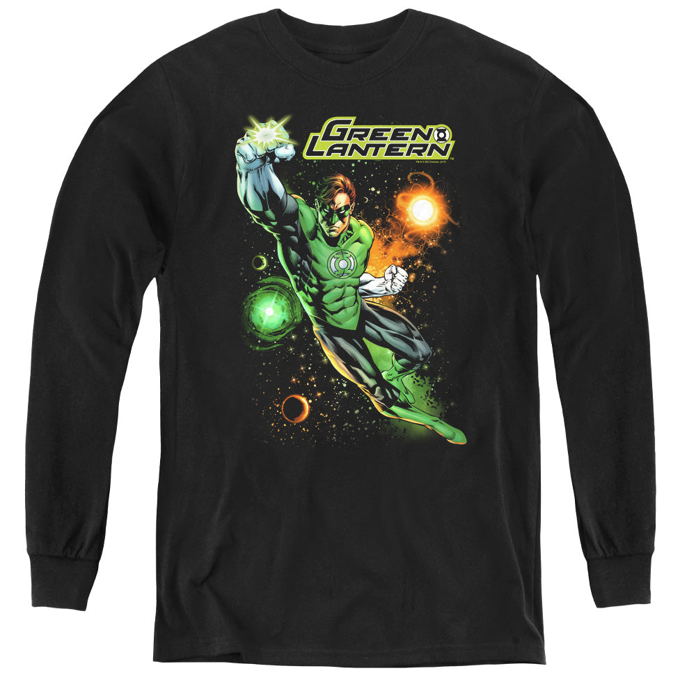 AN OFFCIALLY LICENSED JLA GALACTIC GUARDIAN YOUTH LONG SLEEVE T-SHIRT BLACK